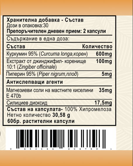 Пиперин + Куркума с екстракт Джинджифил