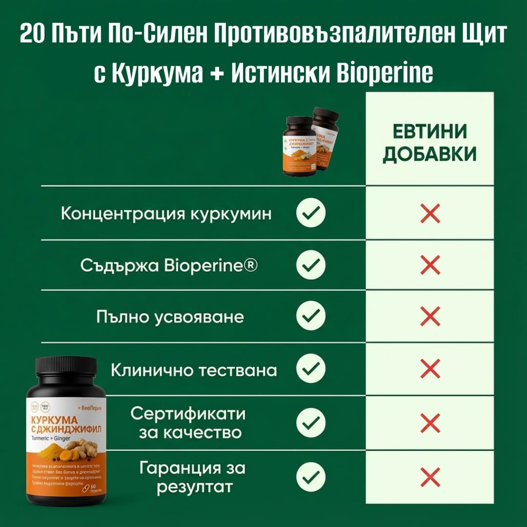 Био Куркума с Джинджифил и Черен Пипер (BioPiperin)